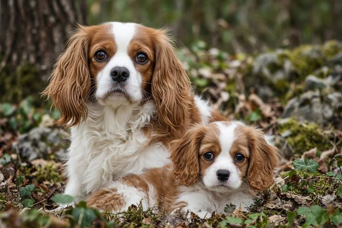 Cavalier King Charles poster, Adult and Puppy