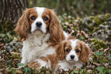 Cavalier King Charles poster, Adult and Puppy