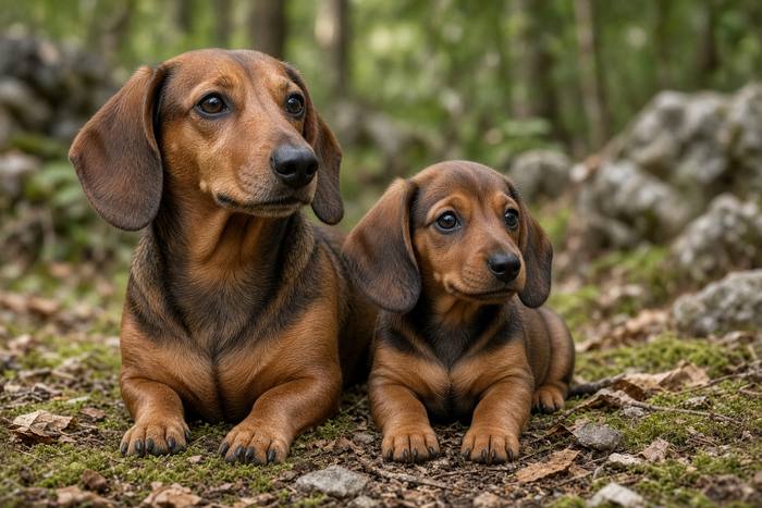 Dachshund poster, Adult and Puppy