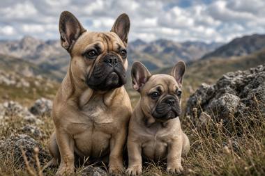 French Bulldog poster, Adult and Puppy