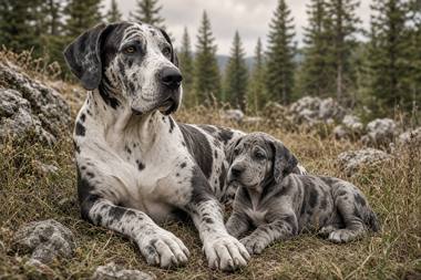 Great Dane poster, Adult and Puppy