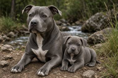 Pit Bull poster, Adult and Puppy