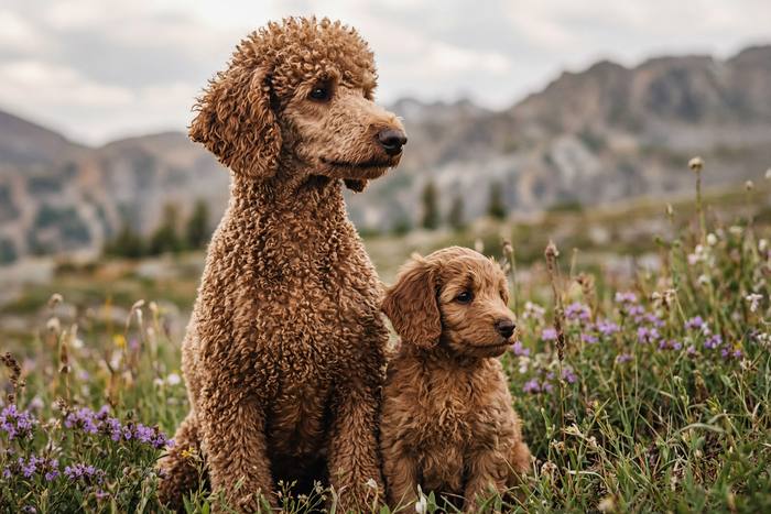 Poodle poster, Adult and Puppy
