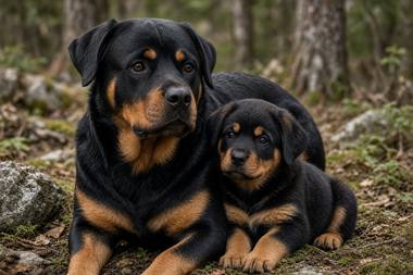 Rottweiler poster, Adult and Puppy