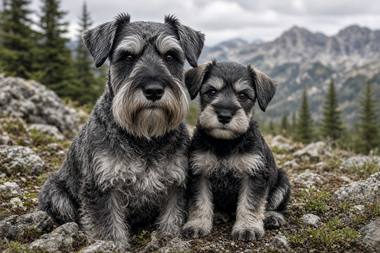 Schnauzer poster, Adult and Puppy