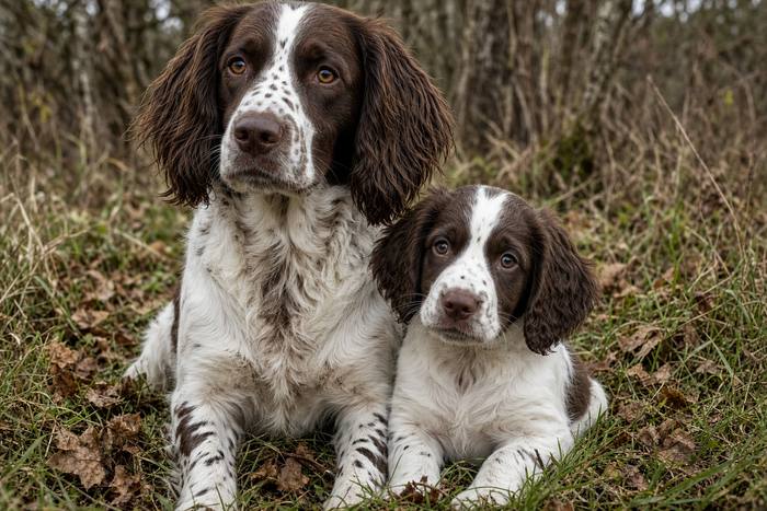 Springer Spaniel poster, Adult and Puppy