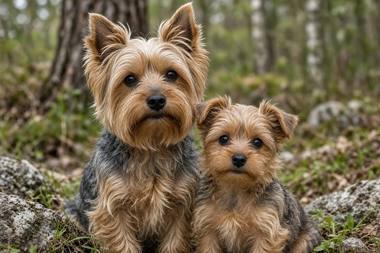 Yorkshire Terrier poster, Adult and Puppy