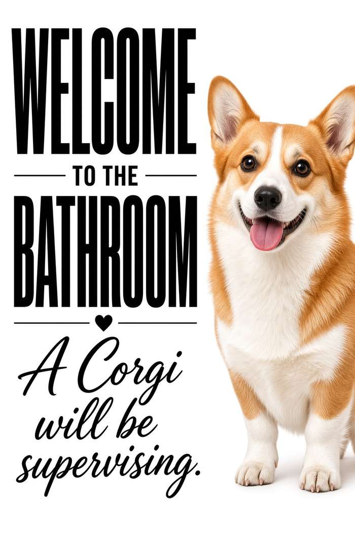 Corgi poster, Bathroom Supervisors