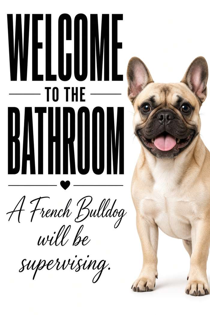 French Bulldog poster, Bathroom Supervisors