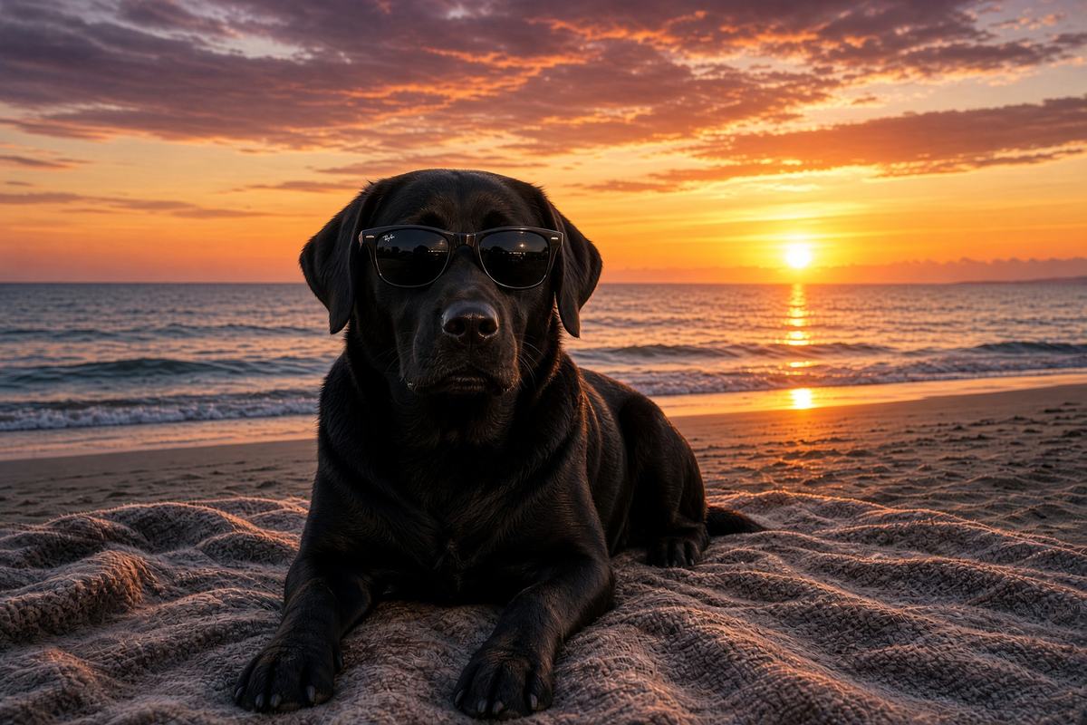 Black Labrador poster, Beach Day Dogs