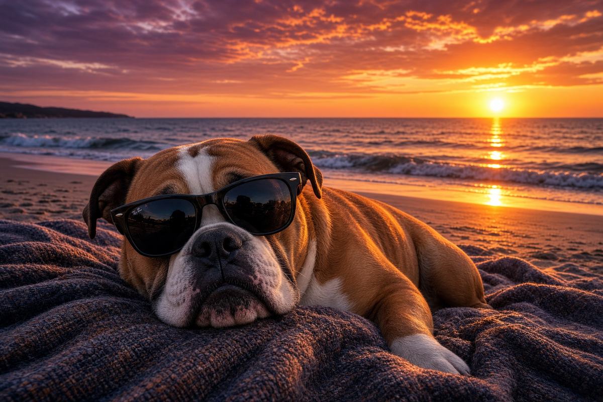 Boxer poster, Beach Day Dogs