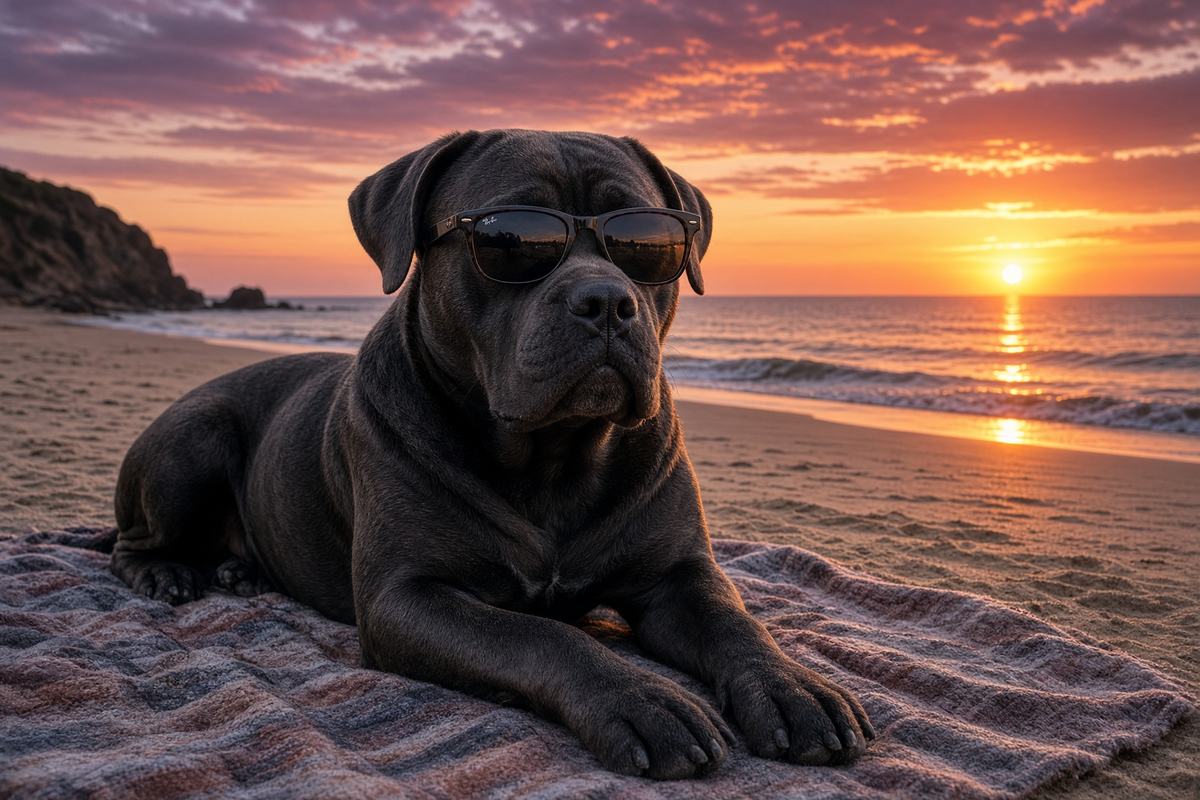 Cane Corso poster, Beach Day Dogs