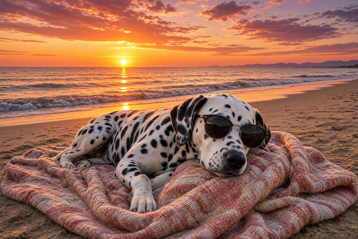 Dalmatian poster, Beach Day Dogs
