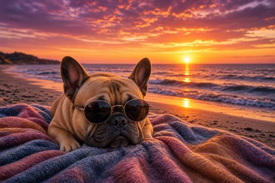 French Bulldog poster, Beach Day Dogs