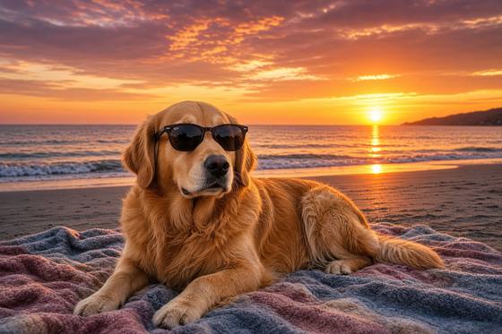 Golden Retriever poster, Beach Day Dogs