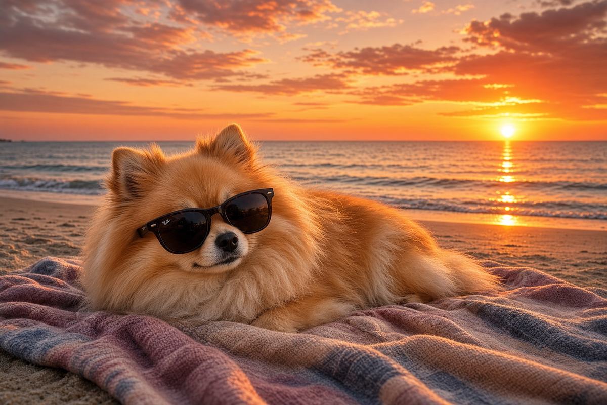 Pomeranian poster, Beach Day Dogs