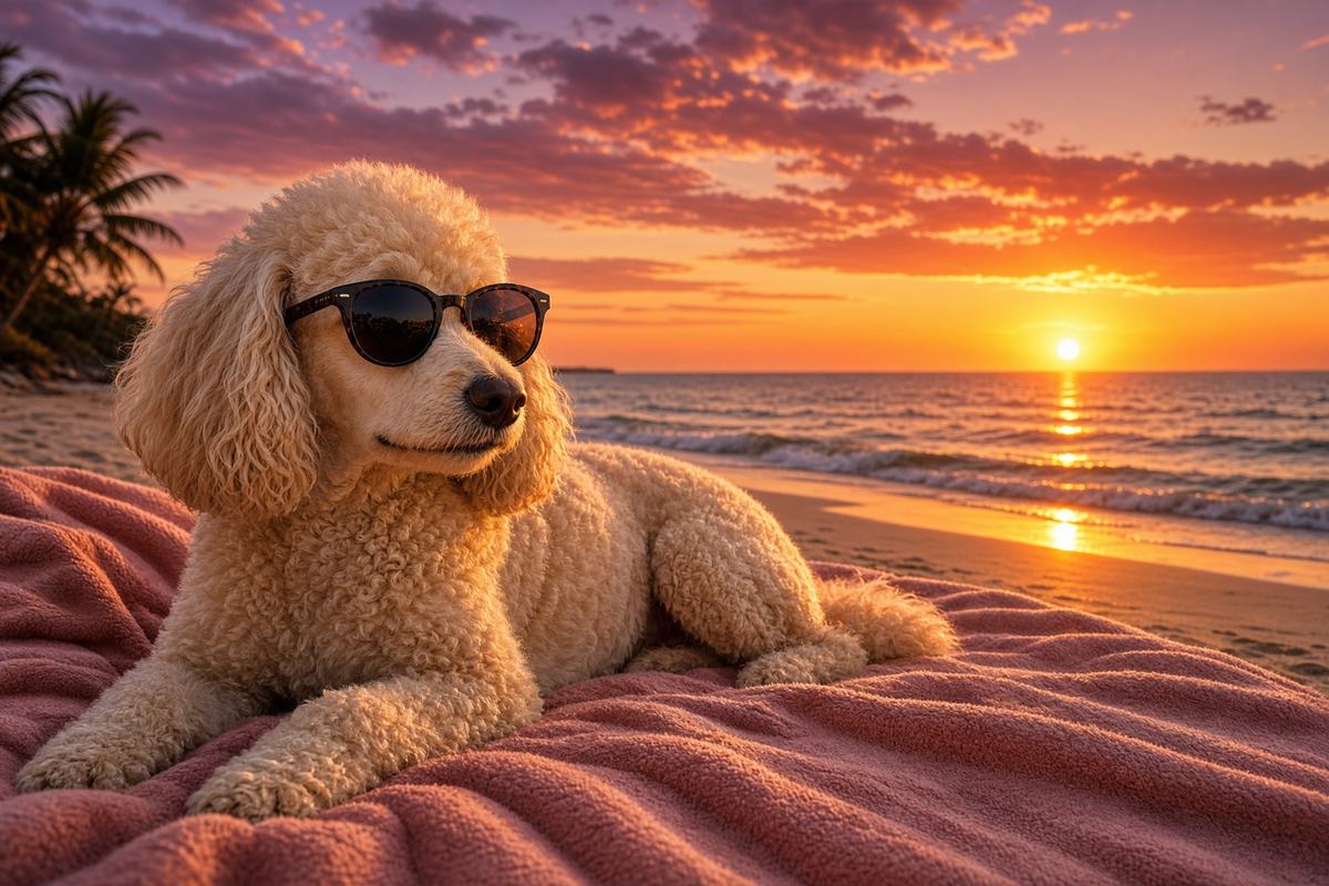 Poodle poster, Beach Day Dogs