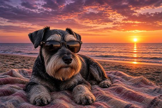 Schnauzer poster, Beach Day Dogs