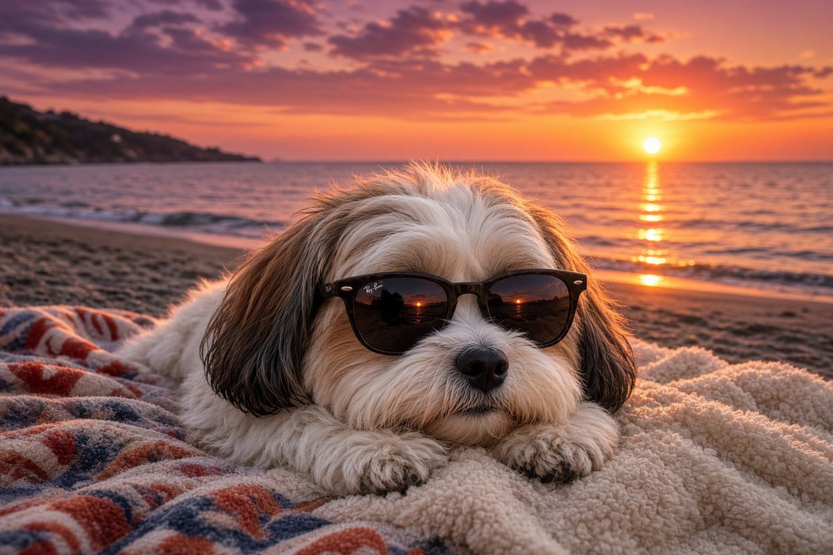 Shih Tzu poster, Beach Day Dogs