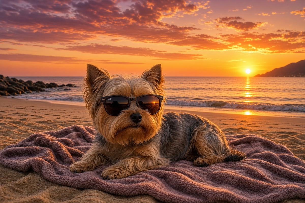 Yorkshire Terrier poster, Beach Day Dogs