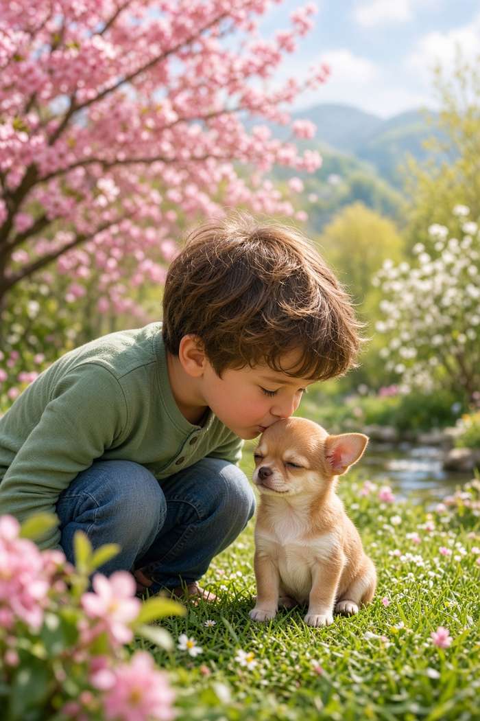 Chihuahua poster, Boy and Puppy