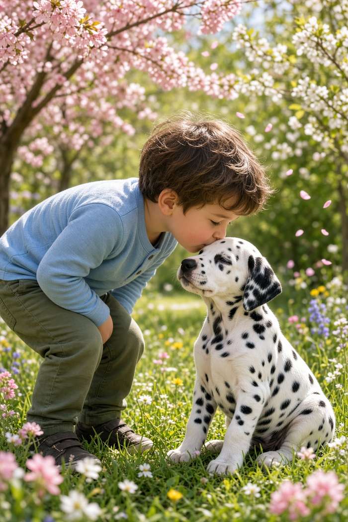 Dalmatian poster, Boy and Puppy