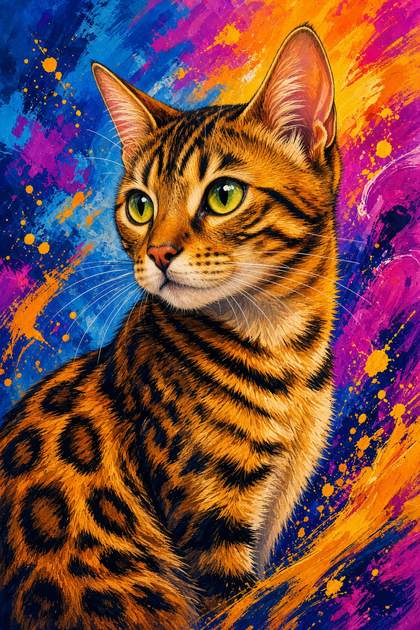 Bengal poster, Anime Cats