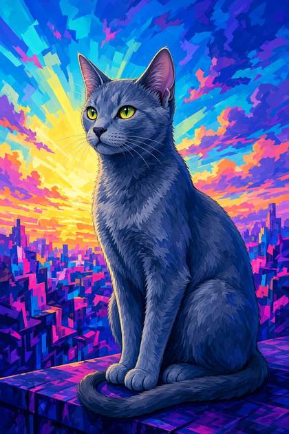 Russian Blue poster, Anime Cats