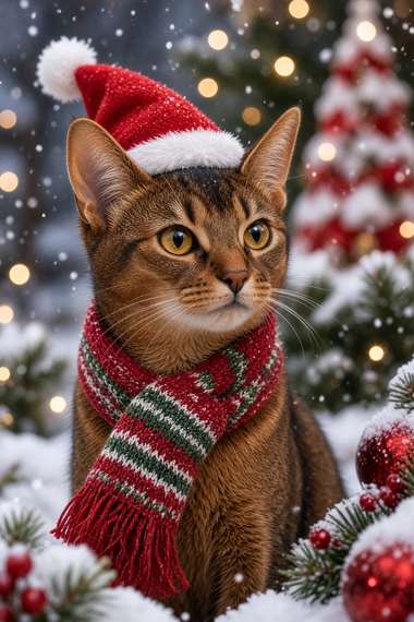 Abyssinian poster, Christmas Cats