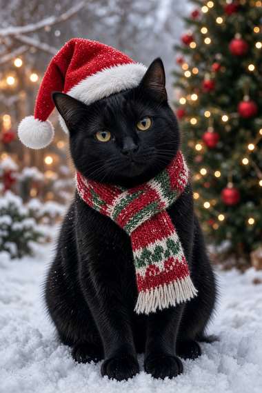 Black Cat poster, Christmas Cats