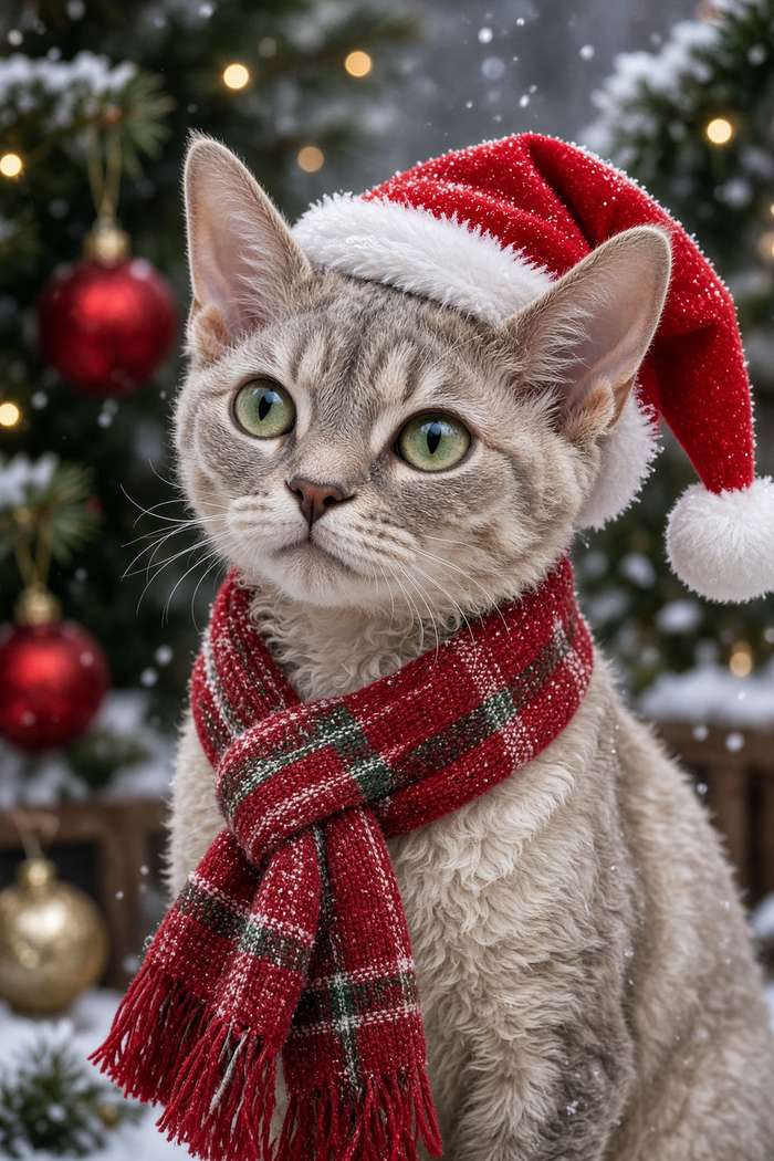 Devon Rex poster, Christmas Cats