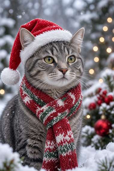 Gray Tabby poster, Christmas Cats