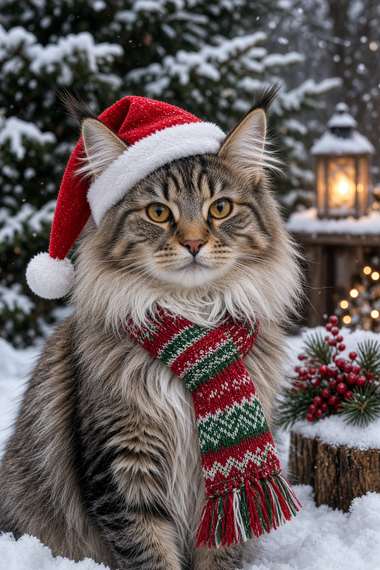 Norwegian Forest poster, Christmas Cats