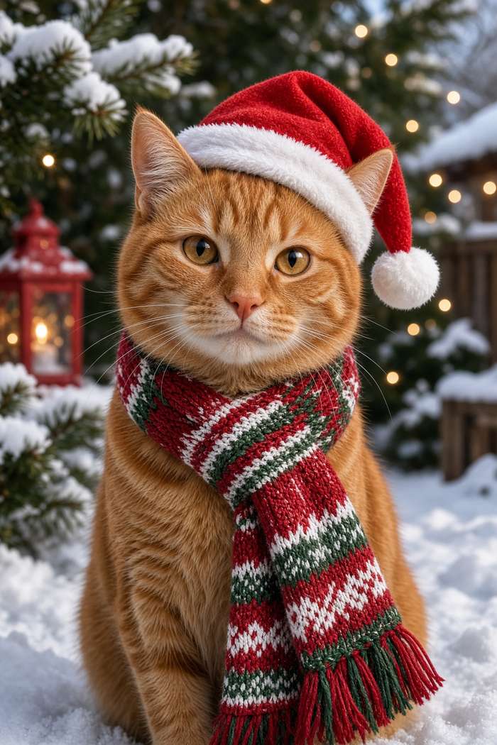 Orange Tabby poster, Christmas Cats