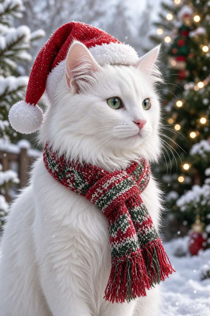 Turkish Angora poster, Christmas Cats