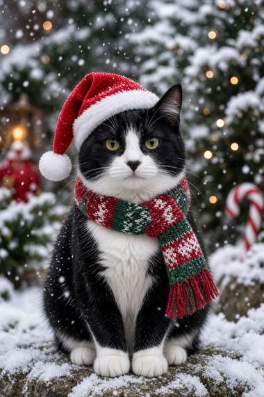 Tuxedo poster, Christmas Cats