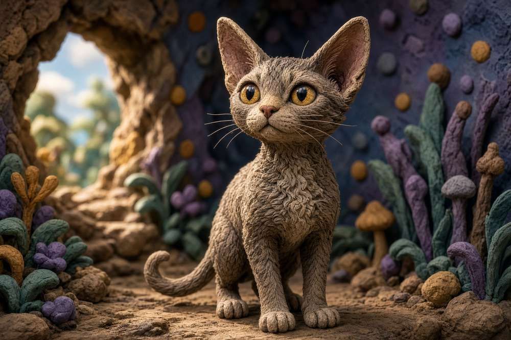 Devon Rex poster, Claymation Cats