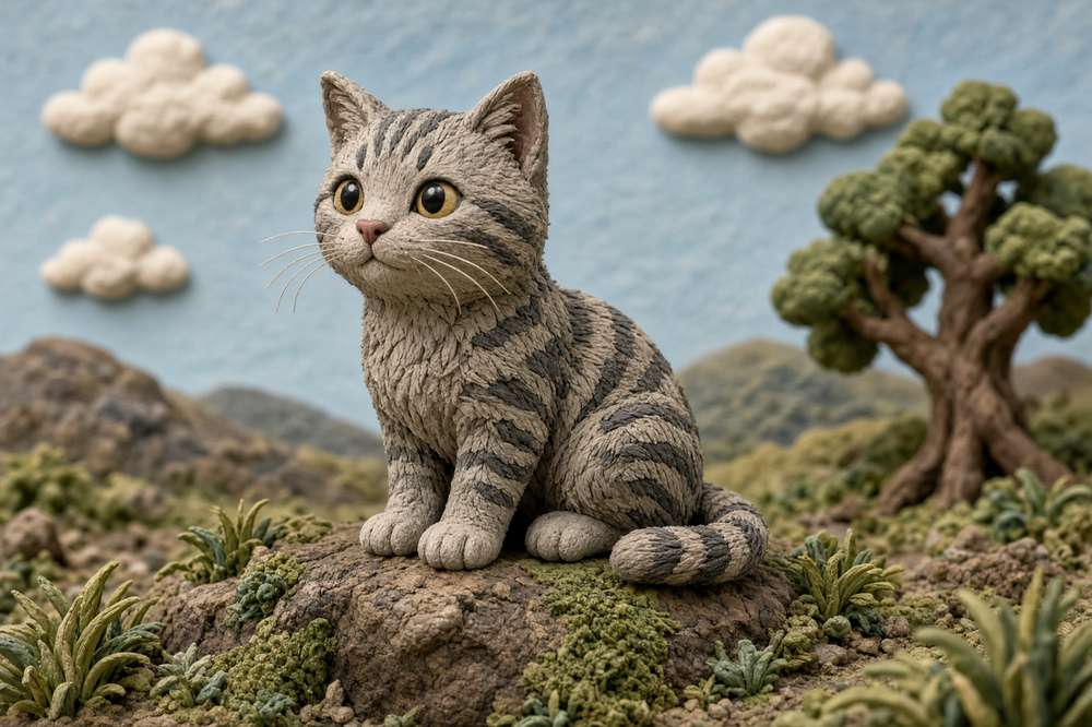 Gray Tabby poster, Claymation Cats