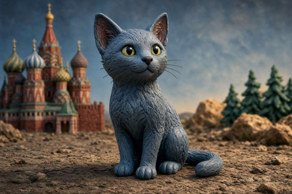 Russian Blue poster, Claymation Cats