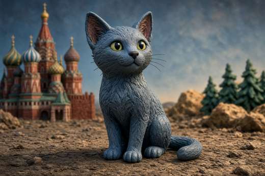 Russian Blue poster, Claymation Cats