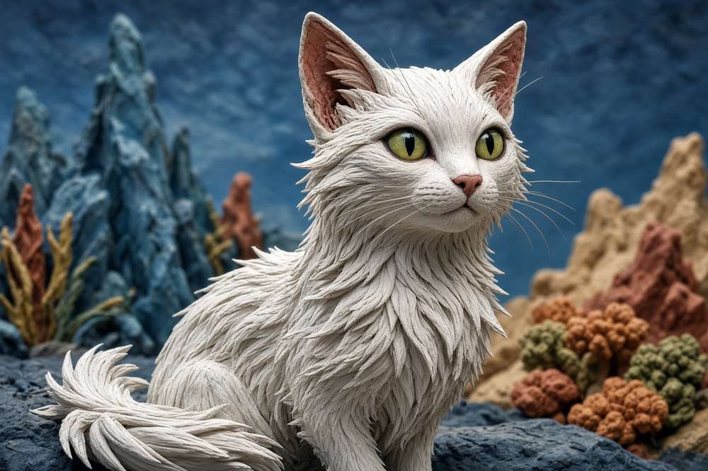Turkish Angora poster, Claymation Cats