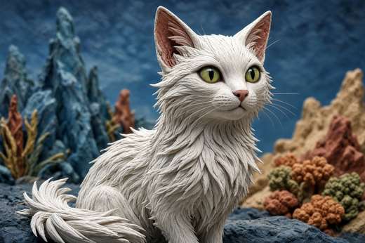Turkish Angora poster, Claymation Cats