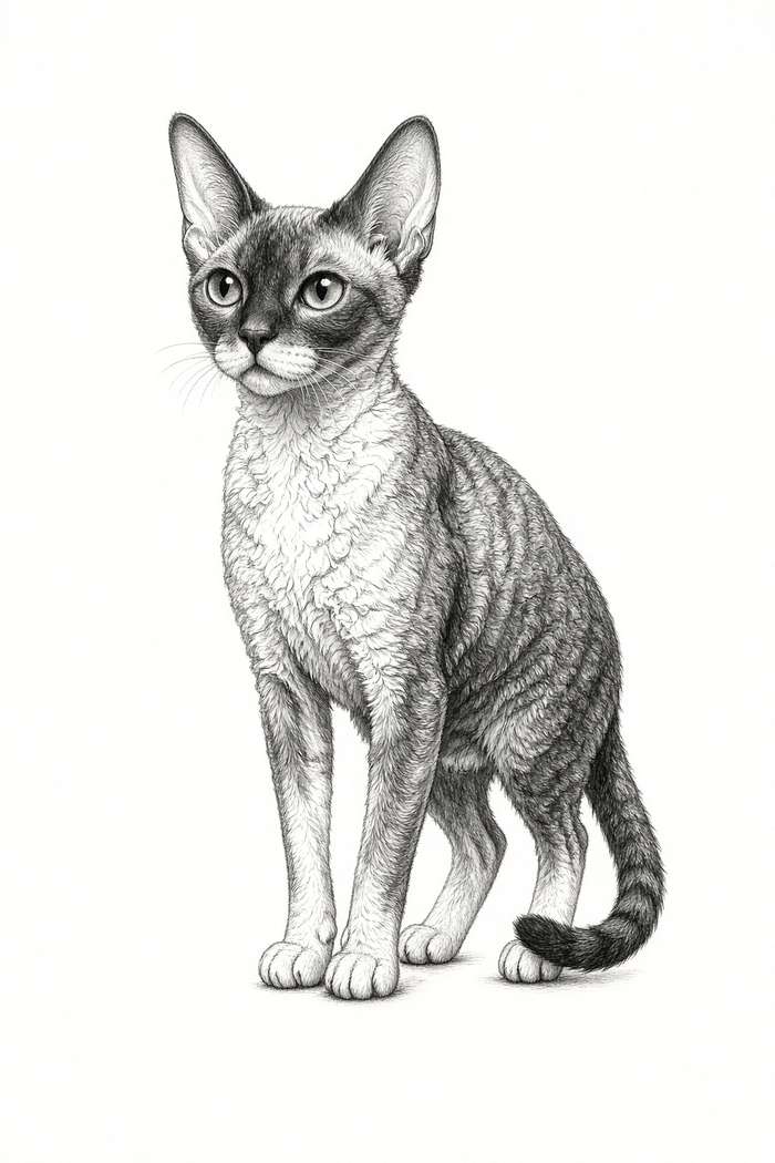 Devon Rex poster, Sketch Cats
