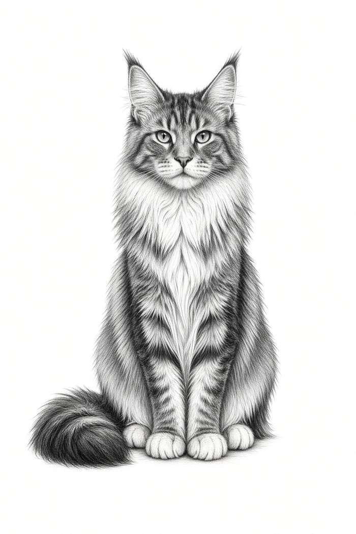 Maine Coon poster, Sketch Cats