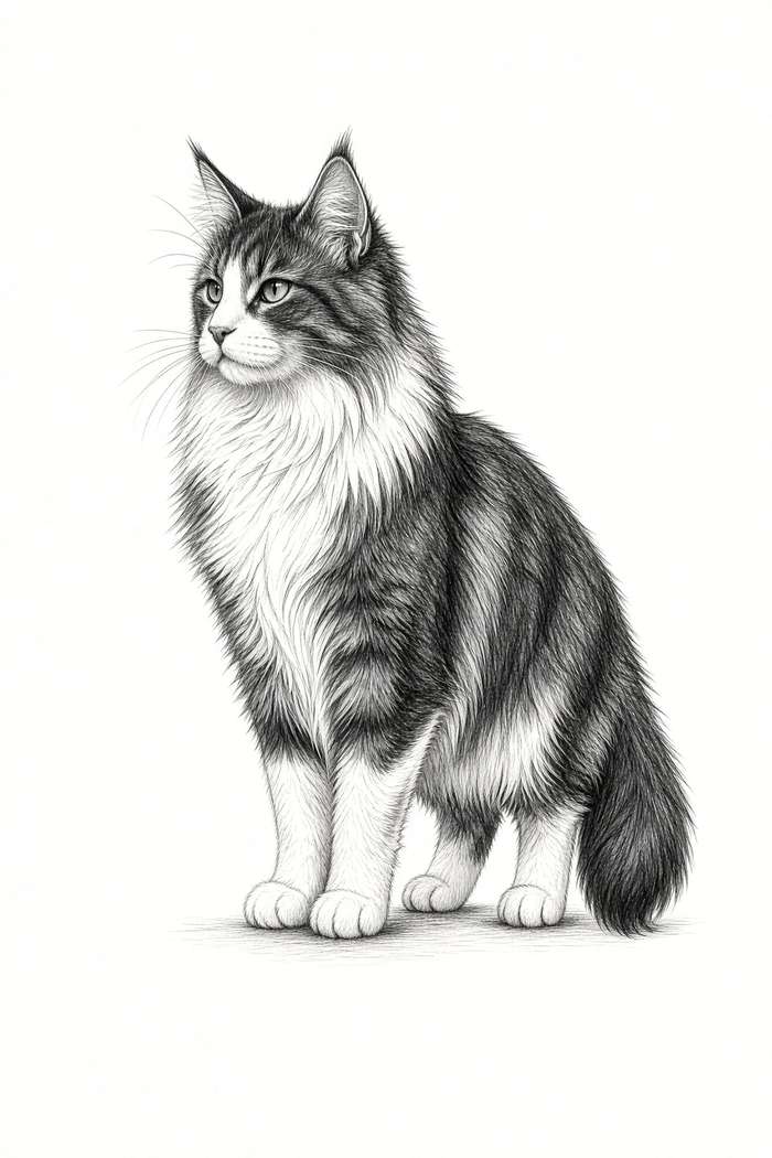 Norwegian Forest poster, Sketch Cats