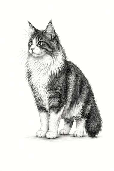 Norwegian Forest poster, Sketch Cats