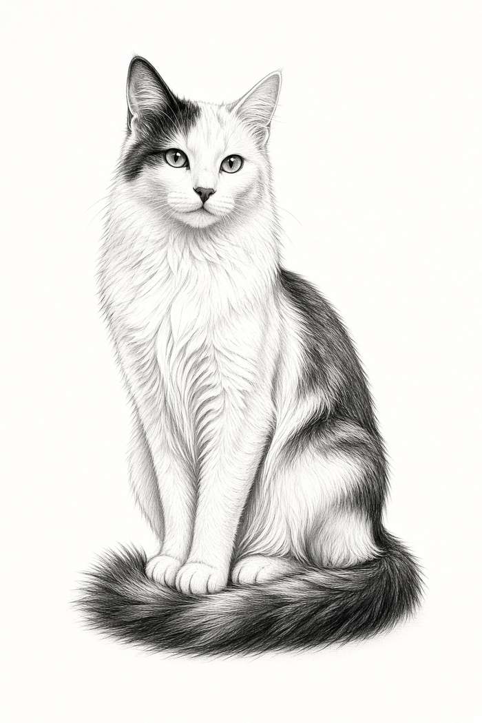 Turkish Angora poster, Sketch Cats