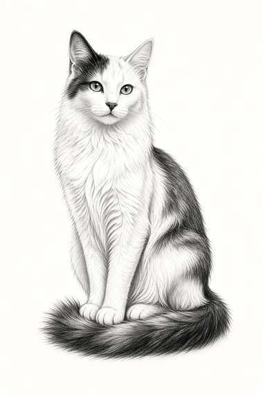 Turkish Angora poster, Sketch Cats