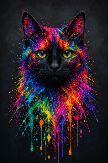 Black Cat poster, Paint Splash Cats