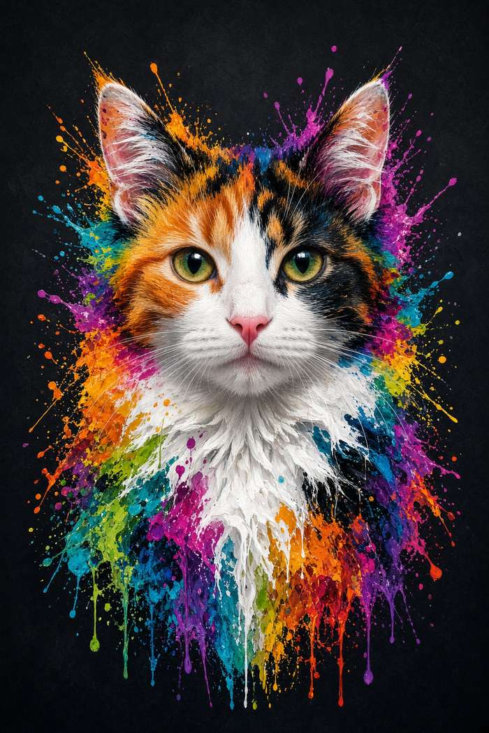 Calico poster, Paint Splash Cats